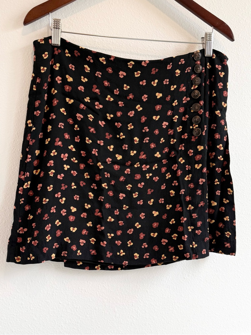 MADEWELL Side-Button A-Line Mini Skirt in Feline Floral Size 14